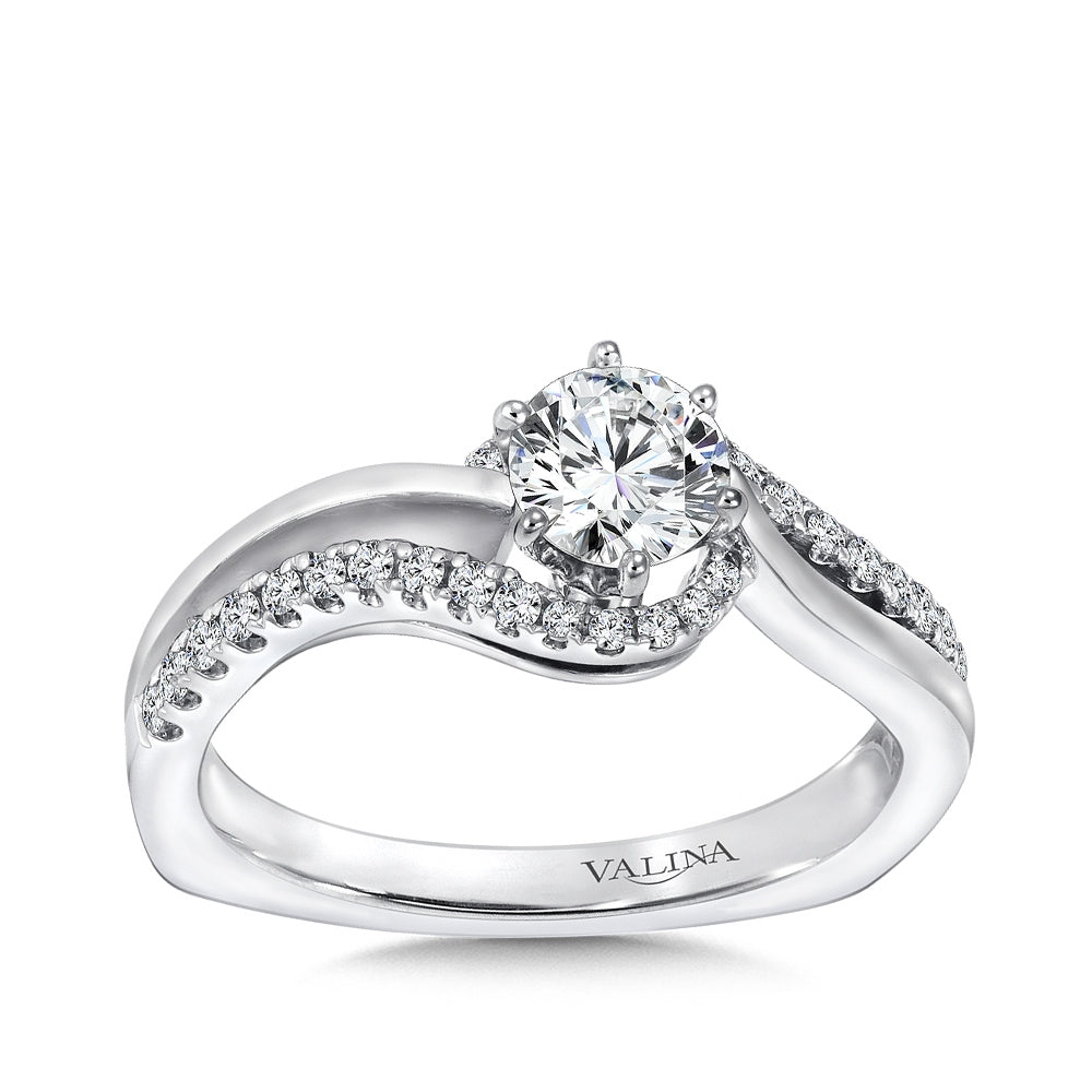 Valina 1/5 ct. tw. Diamond Bypass Round Semi-Mount Engagement Ring with European Shank in 14K White Gold