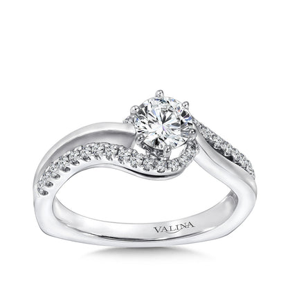 Valina 1/5 ct. tw. Diamond Bypass Round Semi-Mount Engagement Ring with European Shank in 14K White Gold