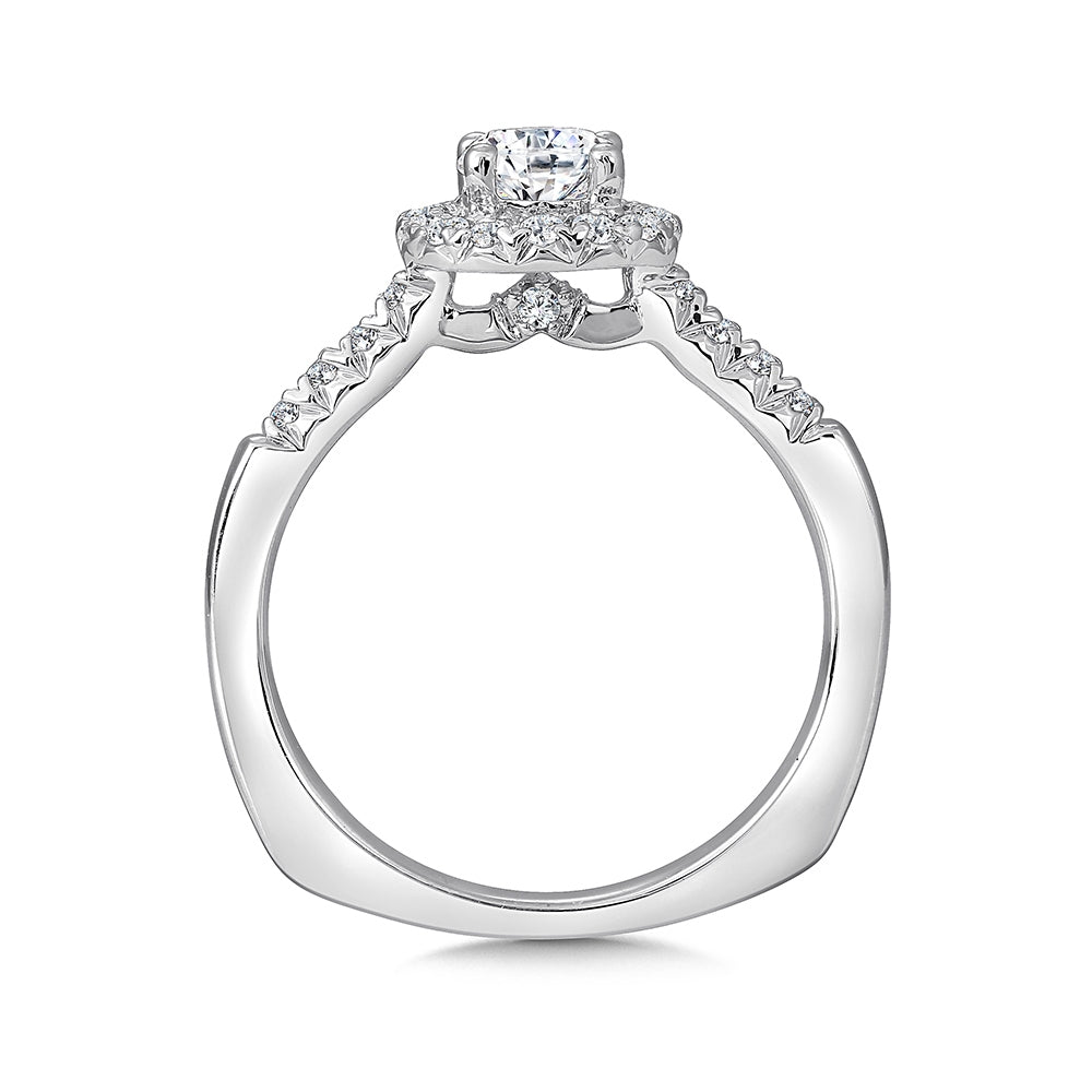 Valina 1/5 ct. tw. Diamond Halo Round Semi-Mount Engagement Ring with European Shank in 14K White Gold front view (2)
