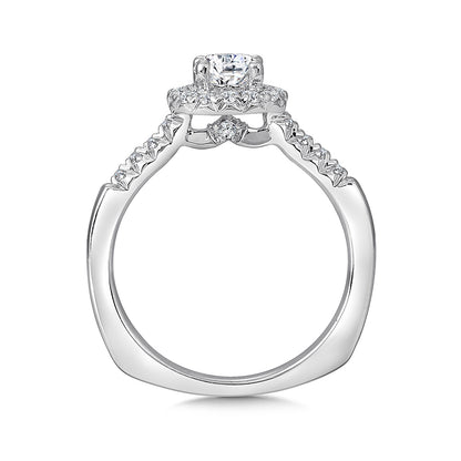 Valina 1/5 ct. tw. Diamond Halo Round Semi-Mount Engagement Ring with European Shank in 14K White Gold front view (2)