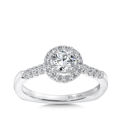 Valina 1/5 ct. tw. Diamond Halo Round Semi-Mount Engagement Ring with European Shank in 14K White Gold (2)