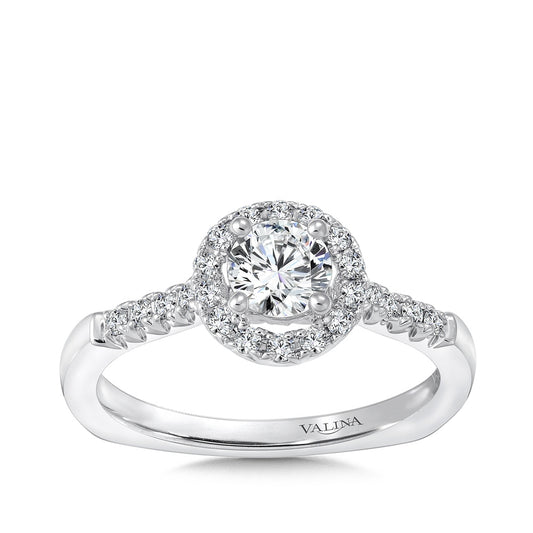 Valina 1/5 ct. tw. Diamond Halo Round Semi-Mount Engagement Ring with European Shank in 14K White Gold (2)