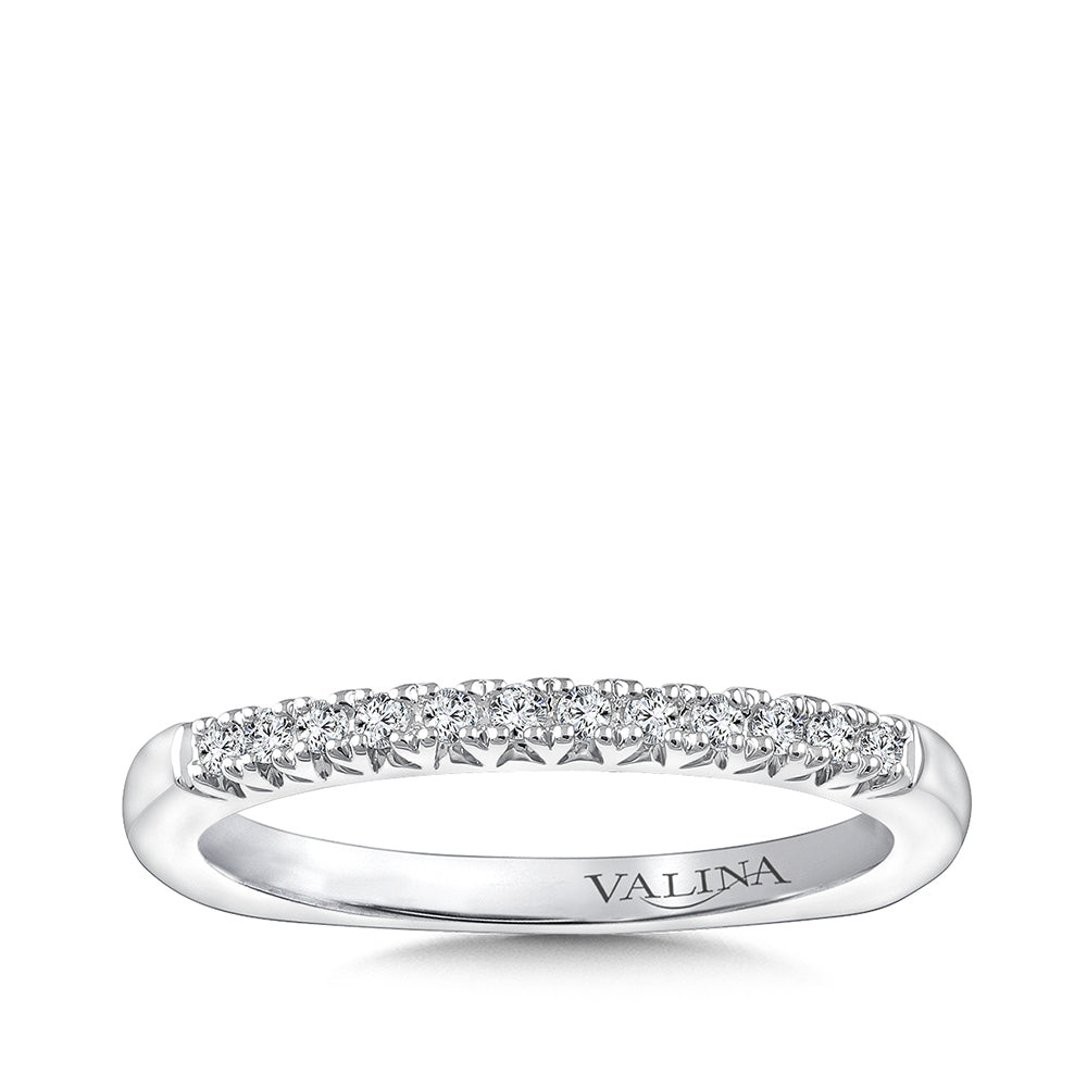 Valina 1/10 ct. tw. Round Diamond Wedding Ring with European Shank in 14K White Gold