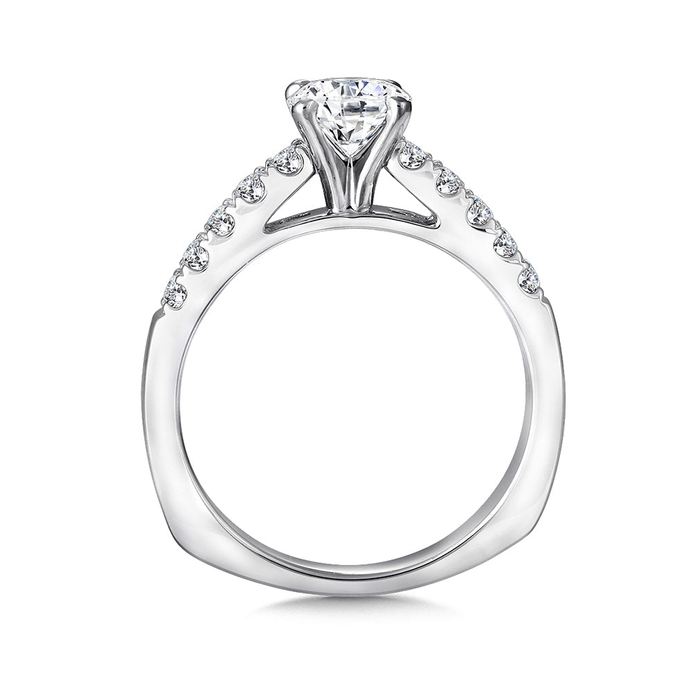 Valina 1/4 ct. tw. Diamond Round Semi-Mount Engagement Ring with European Shank in 14K White Gold front view