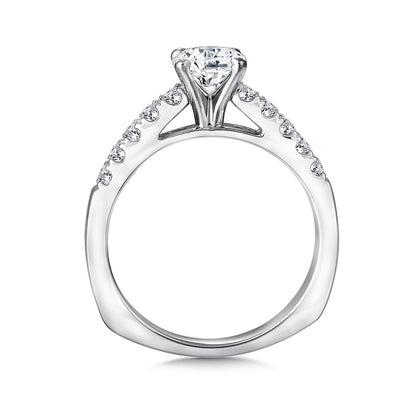 Valina 1/4 ct. tw. Diamond Round Semi-Mount Engagement Ring with European Shank in 14K White Gold front view
