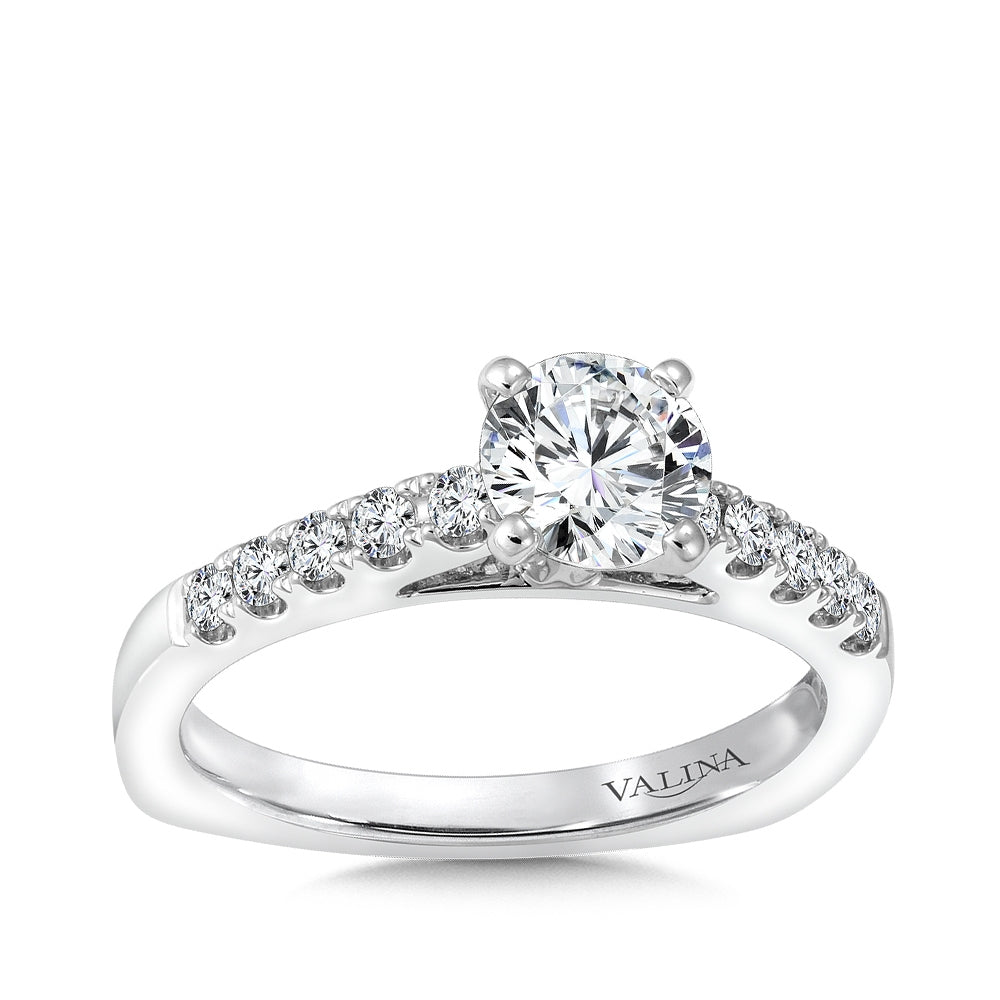 Valina 1/4 ct. tw. Diamond Round Semi-Mount Engagement Ring with European Shank in 14K White Gold
