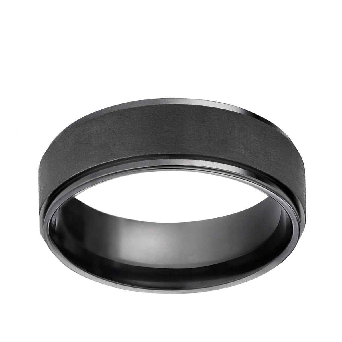 BENCHMARK Mens 7MM Brushed Finished Black Titanium Wedding Band