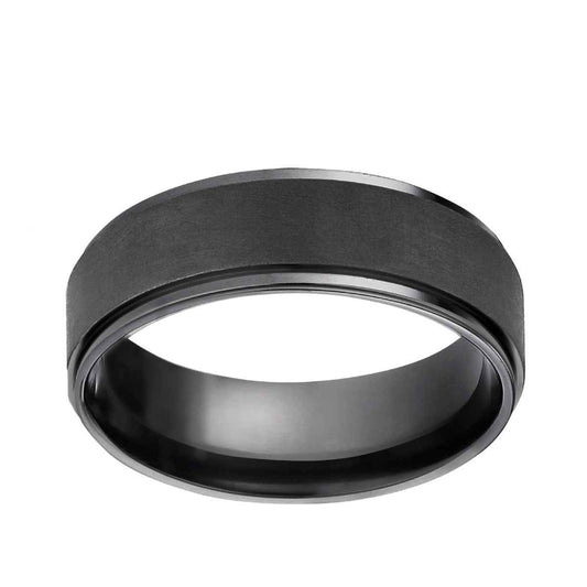 BENCHMARK Mens 7MM Brushed Finished Black Titanium Wedding Band