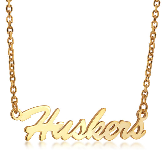 University of Nebraska Huskers Necklace in Yellow Gold Plated Sterling Silver