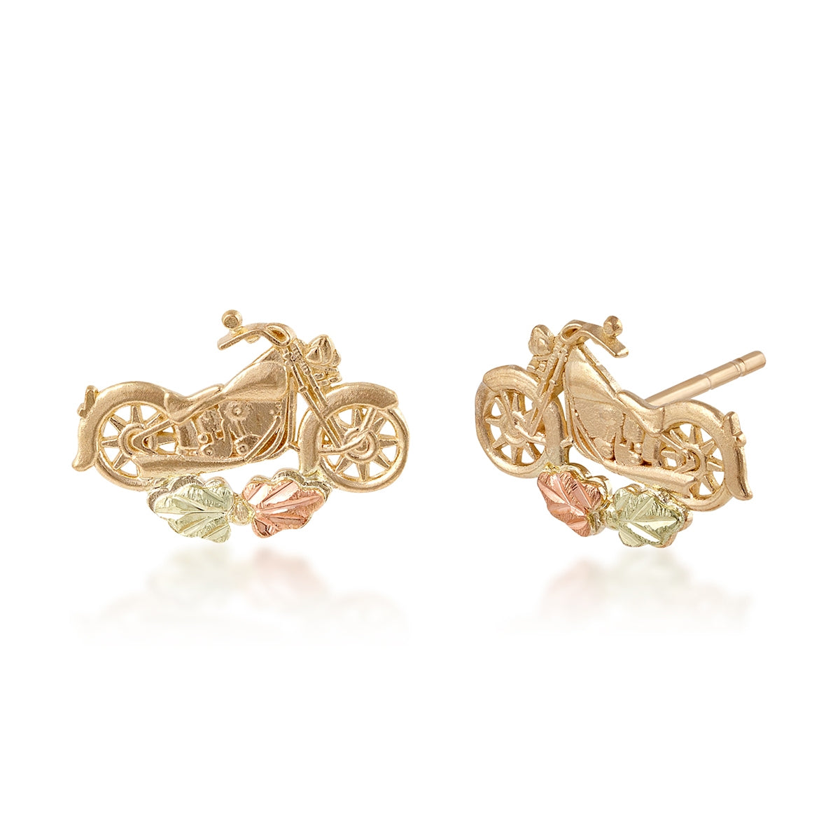 Black Hills Gold Motorcycle Earrings in 10K Yellow Gold