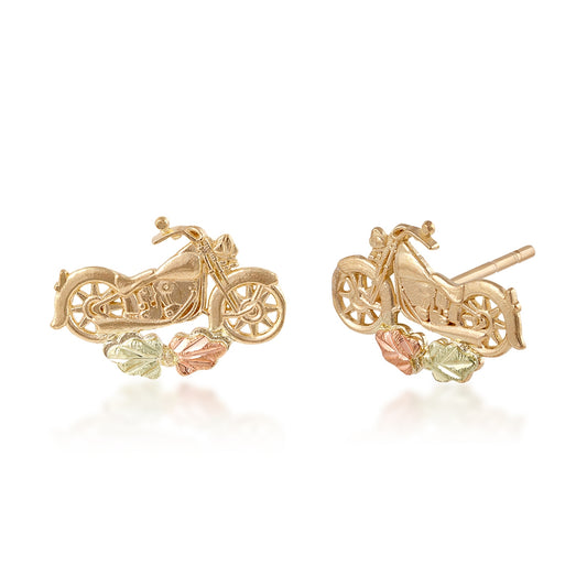 Black Hills Gold Motorcycle Earrings in 10K Yellow Gold
