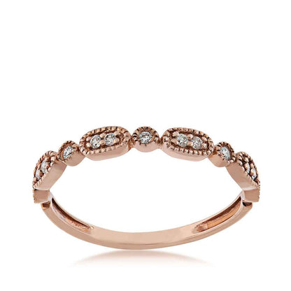 Perfect Match Diamond Accent Stackable Anniversary Ring with Milgrain Detailing in 10K Pink Gold