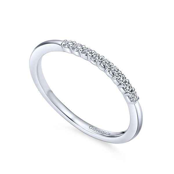 Gabriel & Co. .14 ct. tw. Diamond Wedding Band in 14K White Gold close-up detail
