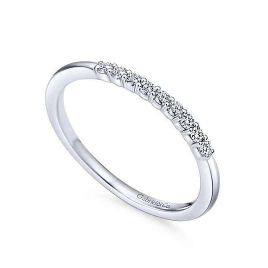 Gabriel & Co. .14 ct. tw. Diamond Wedding Band in 14K White Gold close-up detail