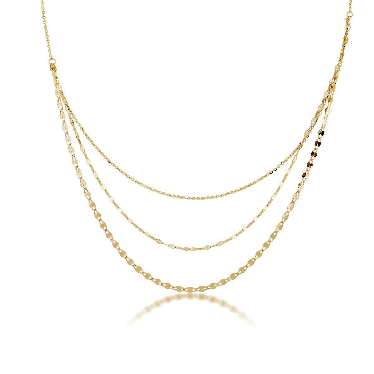 3-Strand Layered Necklace in 10K Yellow Gold