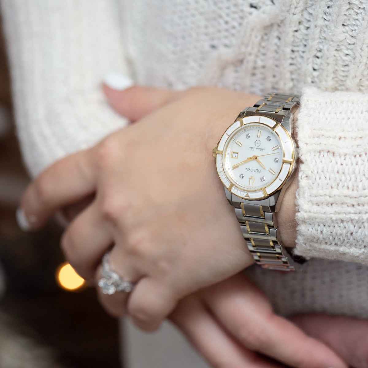Bulova Ladies' Silver and Yellow Watch front view