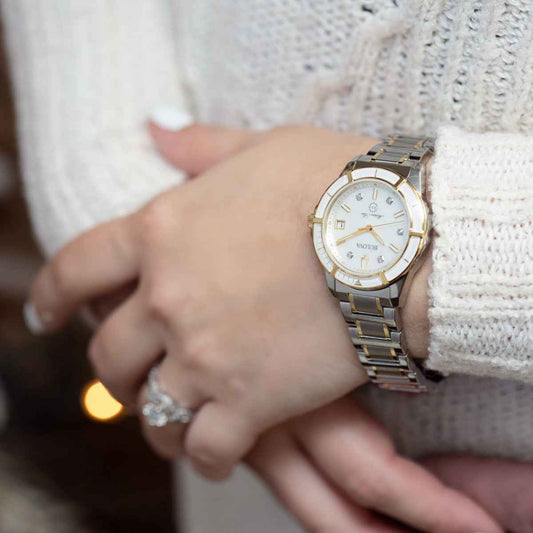 Bulova Ladies' Silver and Yellow Watch front view