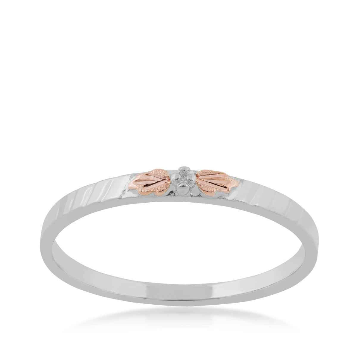 Black Hills Gold Textured Stackable Ring in 10K White Gold