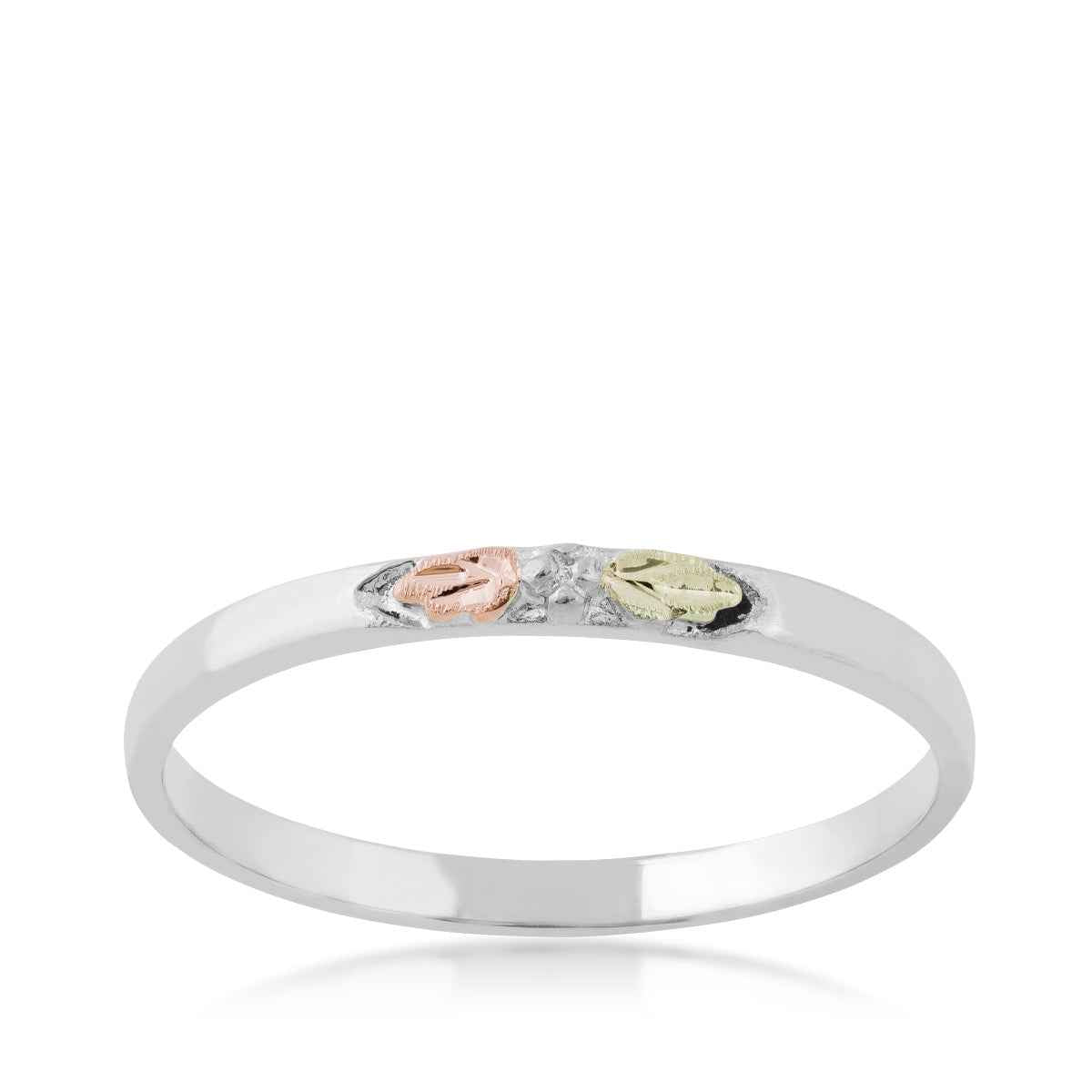 Black Hills Gold Polished Stackable Ring in 10K White Gold