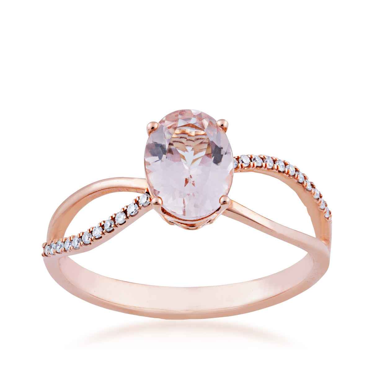 Impulse Collection Oval Morganite & Diamond Accent Infinity Band Ring in 14K Pink Gold