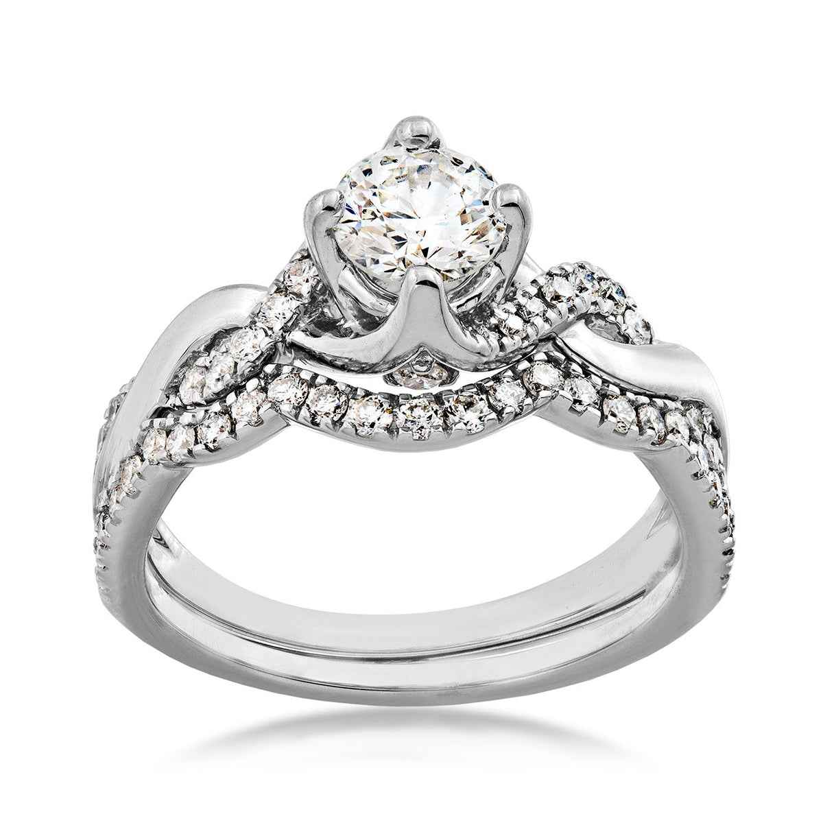 Noventa 1-1/4 ct. tw. Round Brilliant Diamond Twist Wedding Set in 14K White Gold