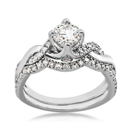 Noventa 1-1/4 ct. tw. Round Brilliant Diamond Twist Wedding Set in 14K White Gold