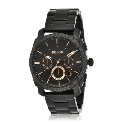 Fossil Men's Machine Quartz Chronograph Black Stainless Steel Watch with Black Dial