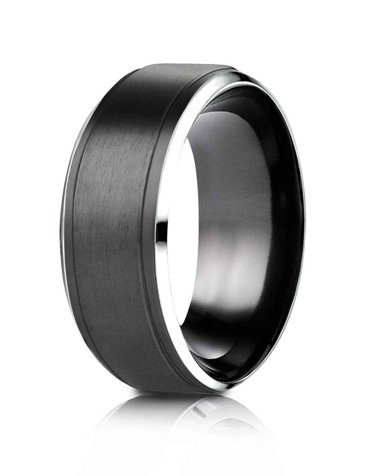 BENCHMARK Men's 9MM Black Cobalt Wedding Band front view