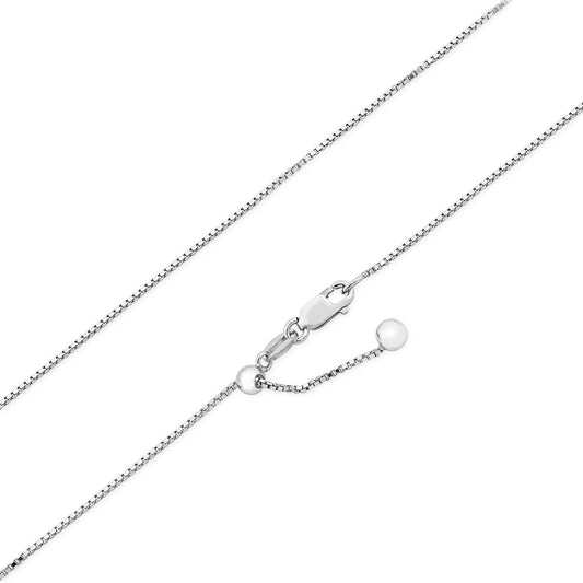 .8mm 22-inch Adjustable Box Chain in Sterling Silver front view