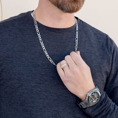 6.9mm 24-inch Figaro Chain in Sterling Silver full view