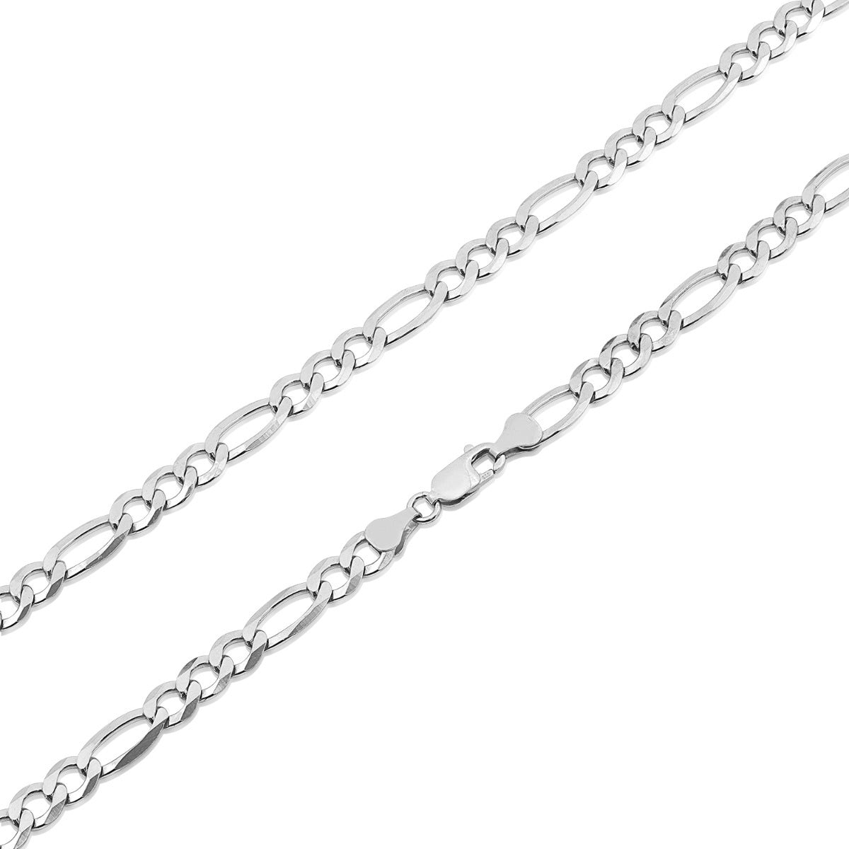 6.9mm 24-inch Figaro Chain in Sterling Silver front view