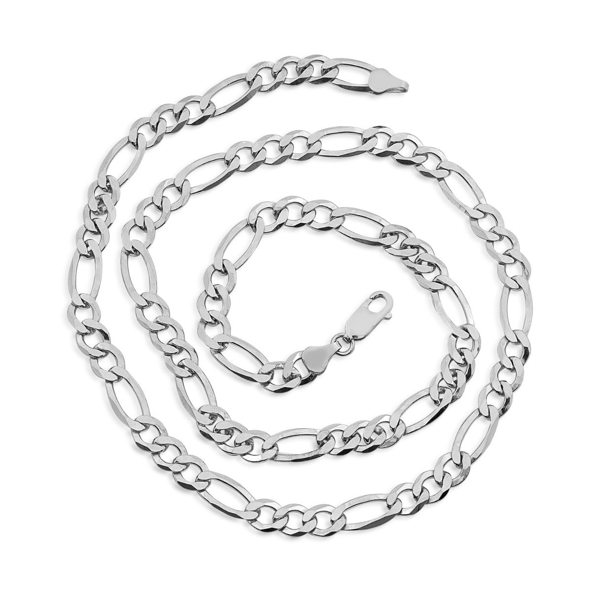 6.9mm 24-inch Figaro Chain in Sterling Silver close-up detail