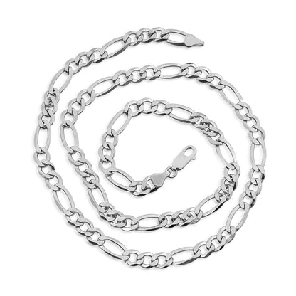 6.9mm 24-inch Figaro Chain in Sterling Silver close-up detail