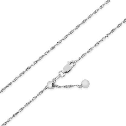 1.5mm 22-inch Adjustable Singapore Chain in Sterling Silver front view