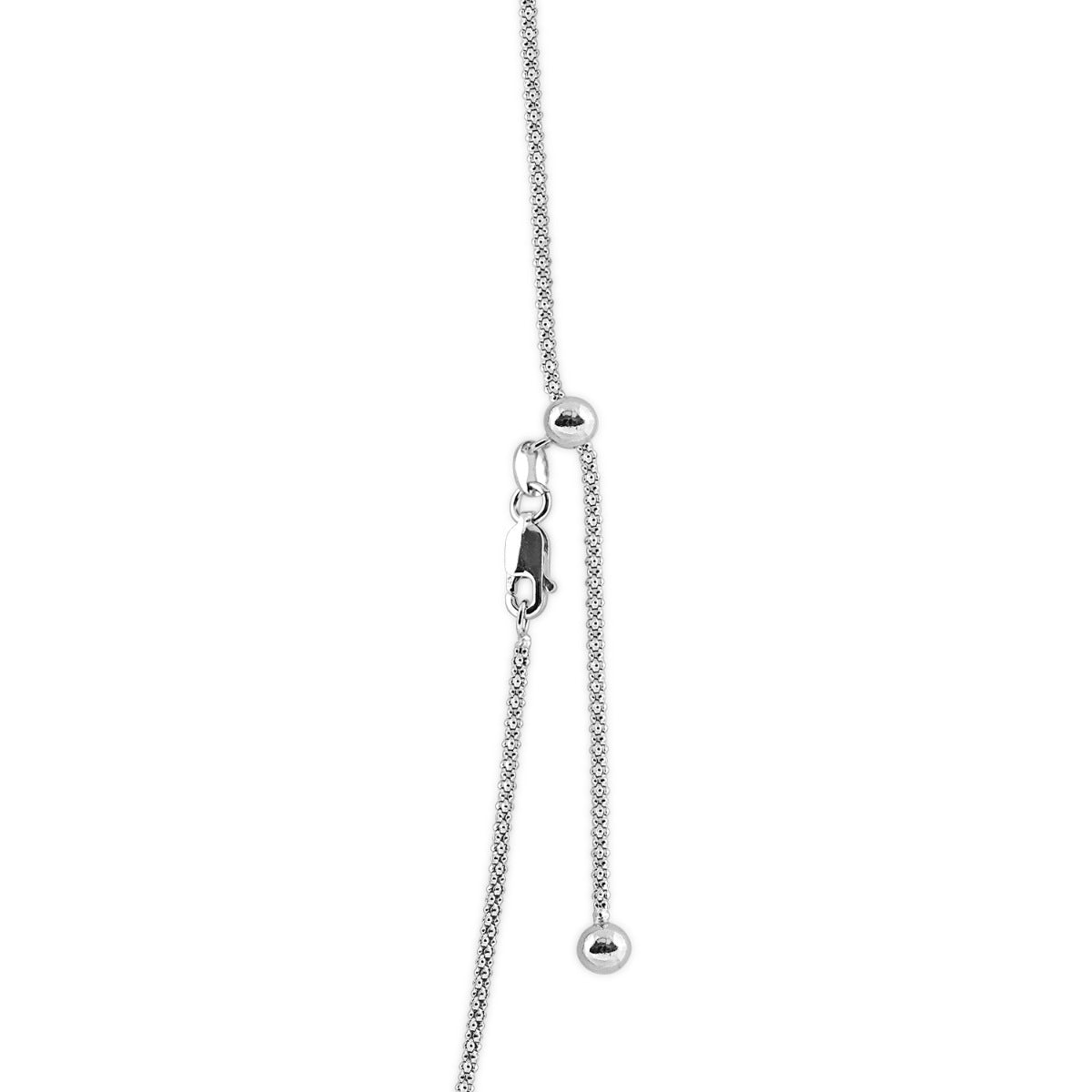 1.5mm 22-inch Adjustable Popcorn Chain in Sterling Silver front view
