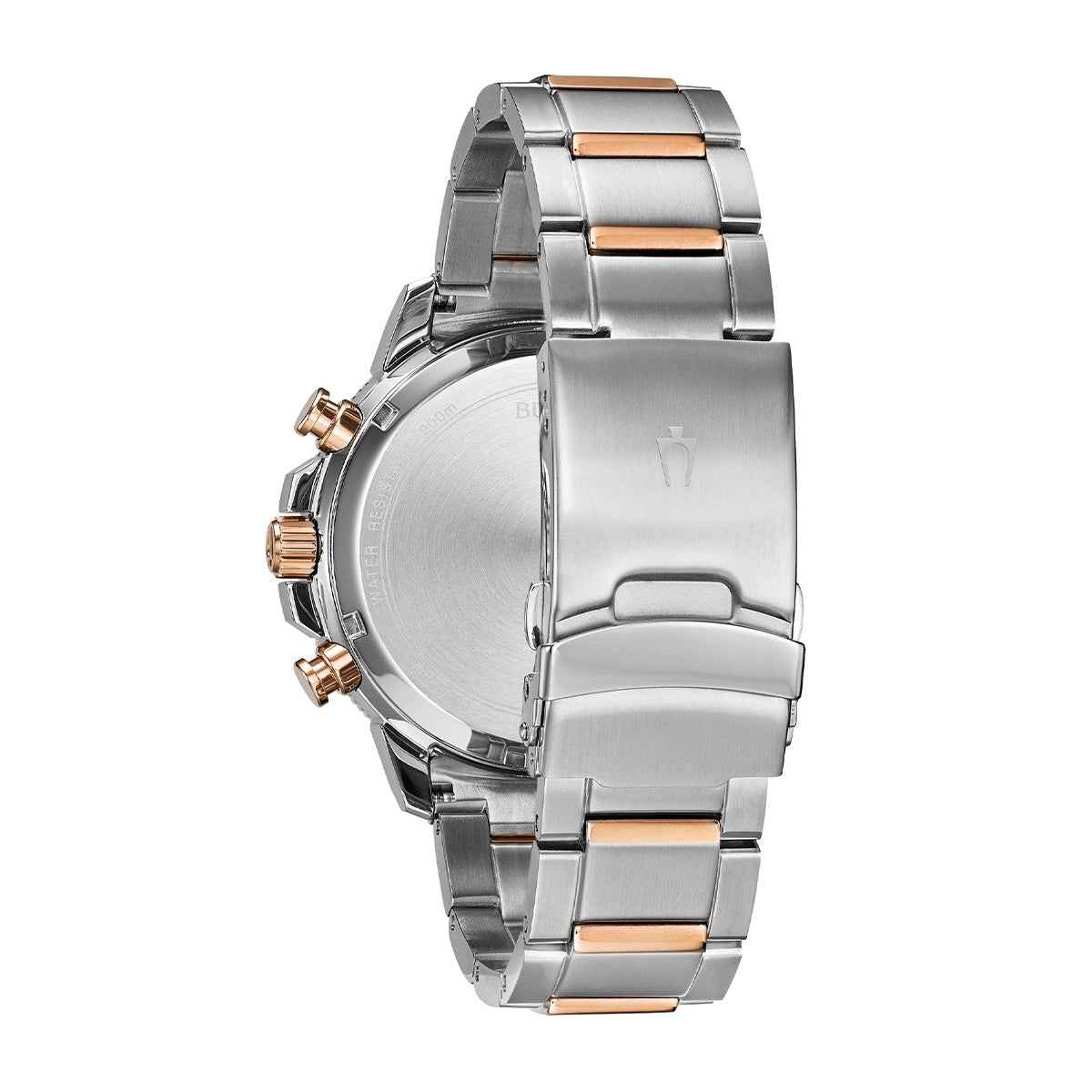 Bulova Marine Star Men's Two-Tone Stainless Steel Watch with Blue Dial close-up detail