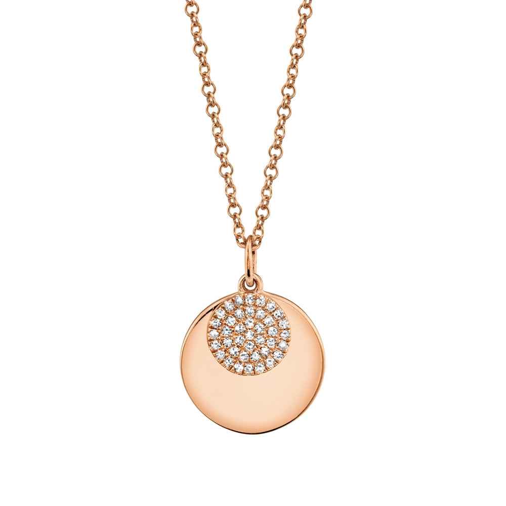 Shy Creation 1/10 ct. tw. Diamond Pave Medallion Pendant in 14K Pink Gold