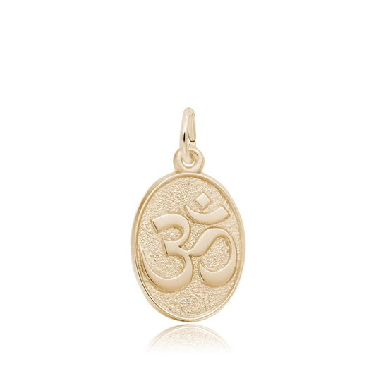 Namaste Oval Disc Charm in 14K Yellow Gold