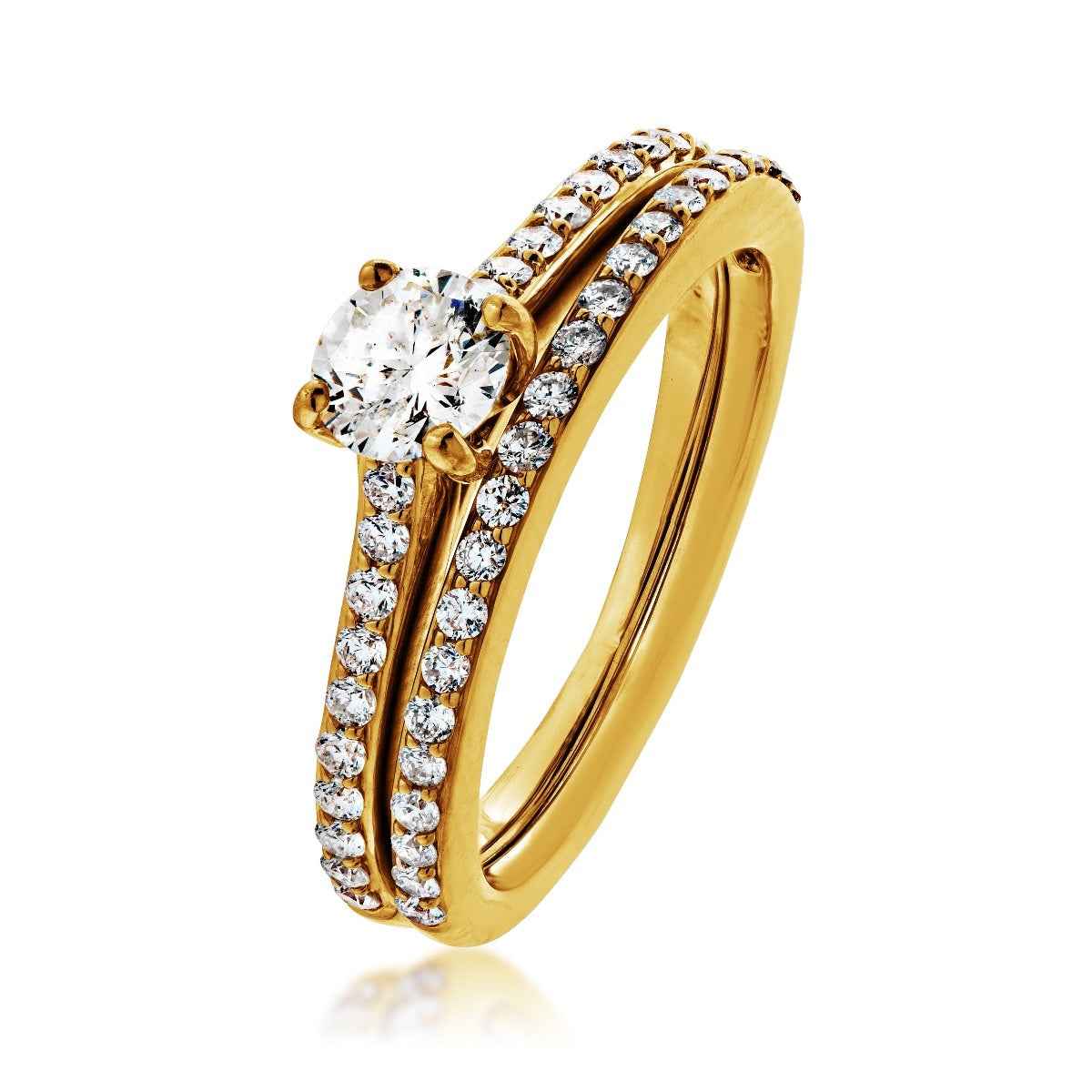 Noventa 1-1/4 ct. tw. Round Diamond Wedding Set in 14K Yellow Gold front view