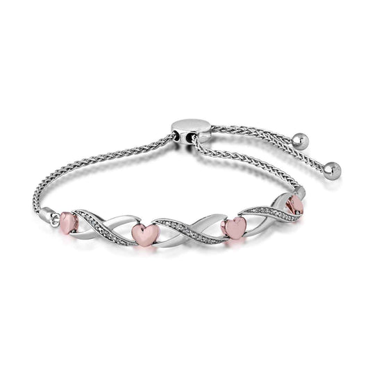 .06 ct. tw. Diamond 'XO' Heart Bolo Bracelet in Sterling Silver