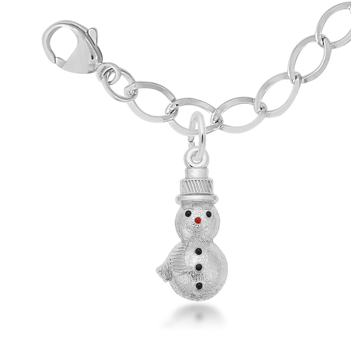 Snowman Charm & Bracelet Set in Sterling Silver