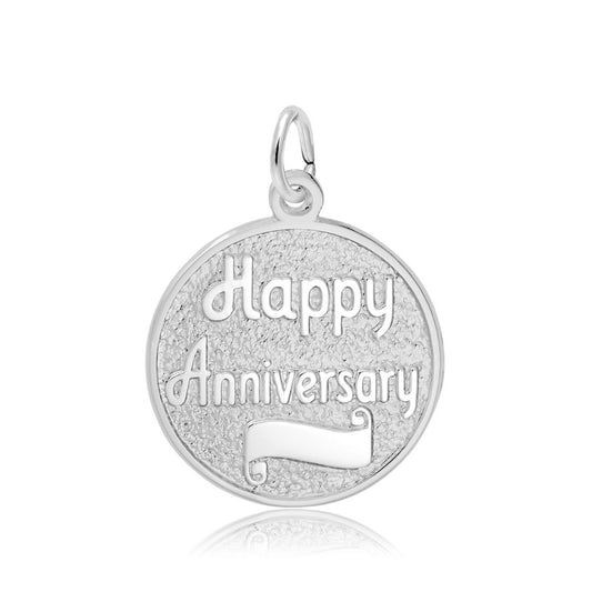 Happy Anniversary Disc Charm in Sterling Silver
