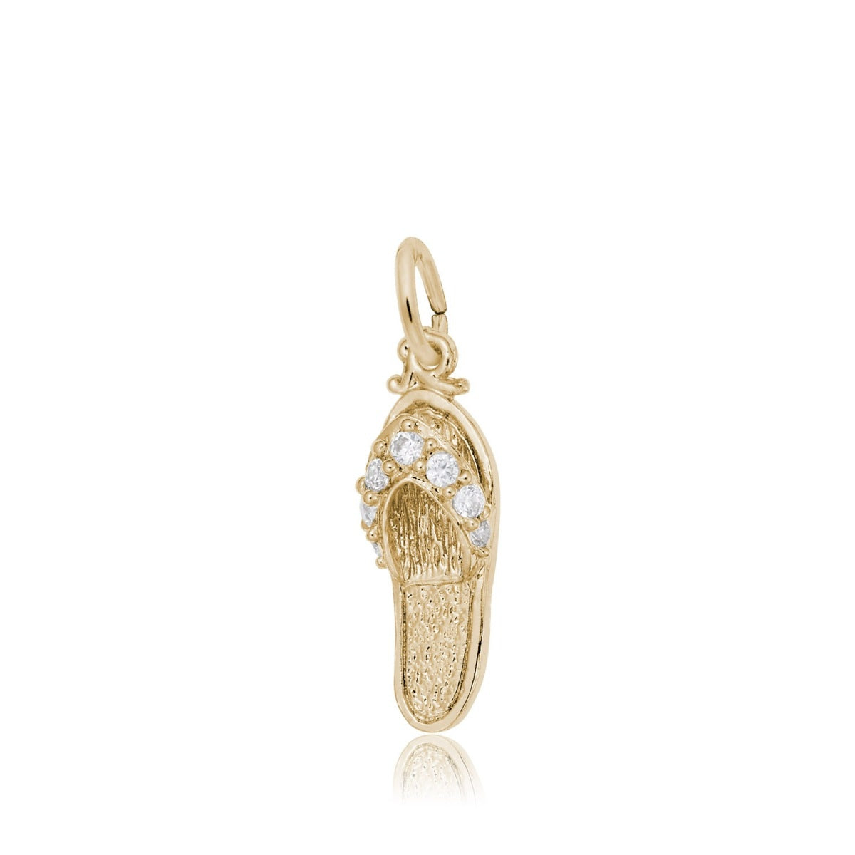 Sandal Charm with CZ in 14K Yellow Gold