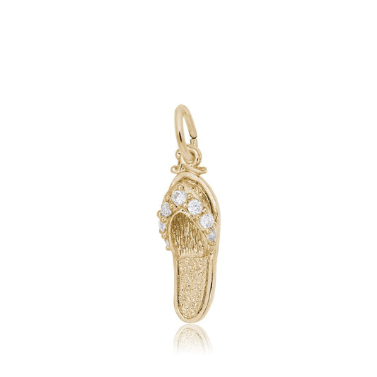 Sandal Charm with CZ in 14K Yellow Gold