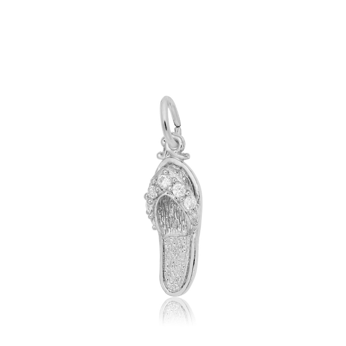 Sandal Charm with CZ in Sterling Silver