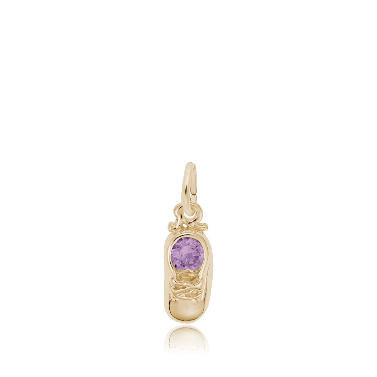 Synthetic Purple Zircon June Birthstone Baby Shoe Charm in 14K Yellow Gold