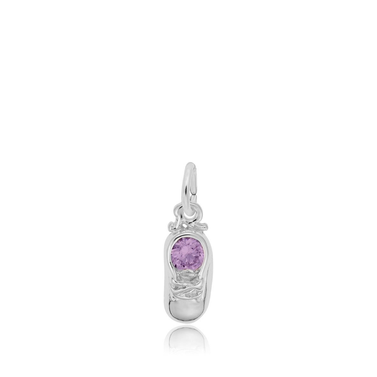Purple Zircon June Birthstone Baby Shoe Charm in Sterling Silver