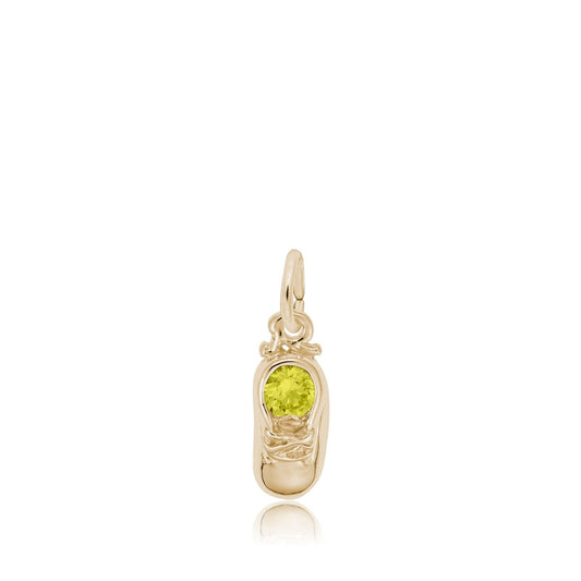 Yellow Zircon CZ November Birthstone Baby Shoe Charm in 14K Yellow Gold