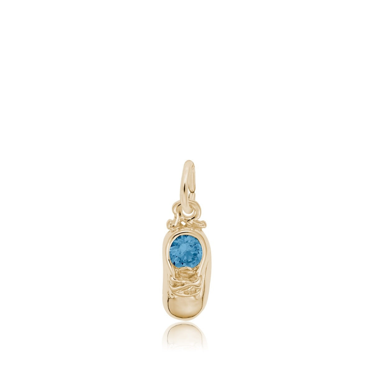 Blue Zircon CZ December Birthstone Baby Shoe Charm in 14K Yellow Gold
