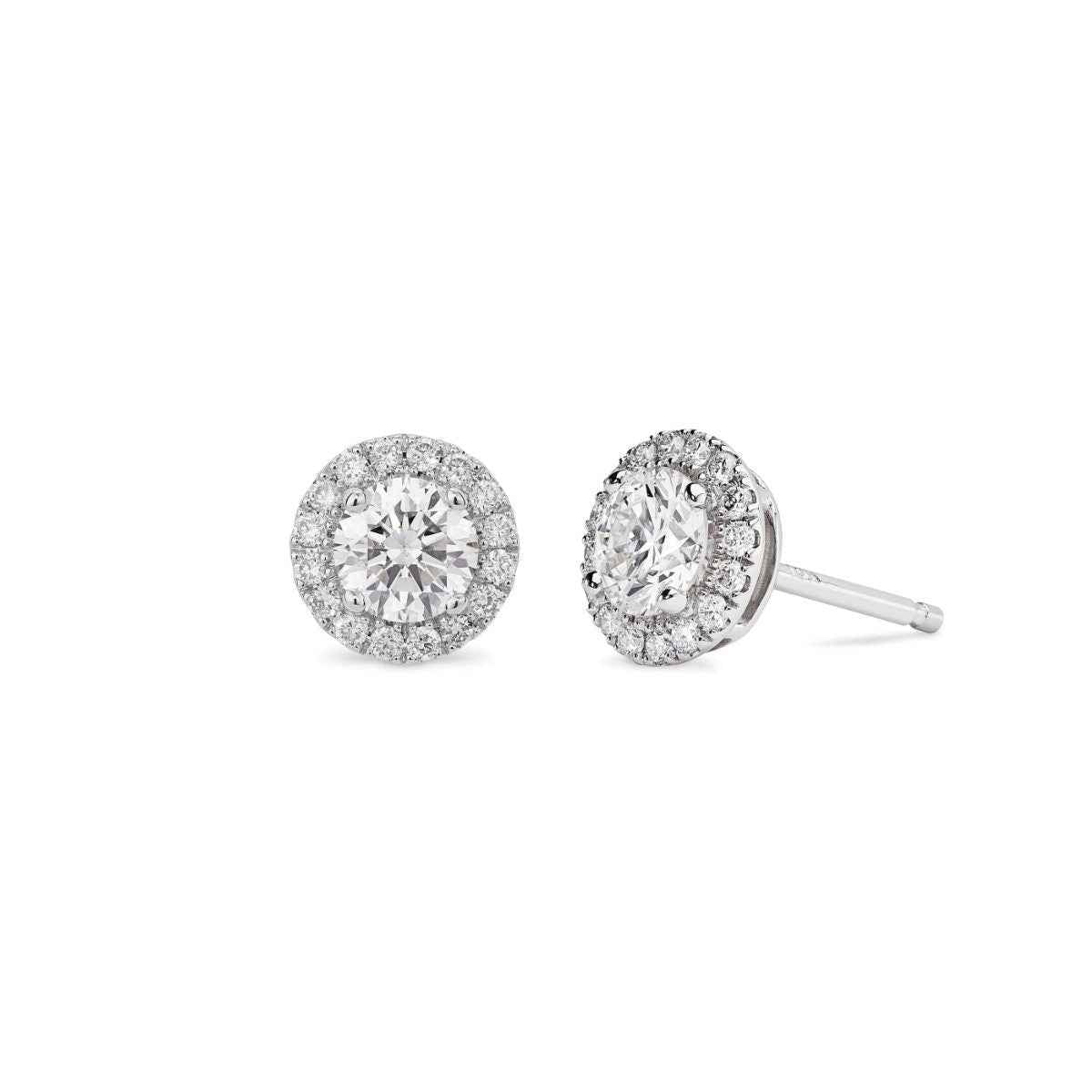 Lightbox Lab-Grown Diamond 1ct. tw. Halo Earrings in 10KT White Gold